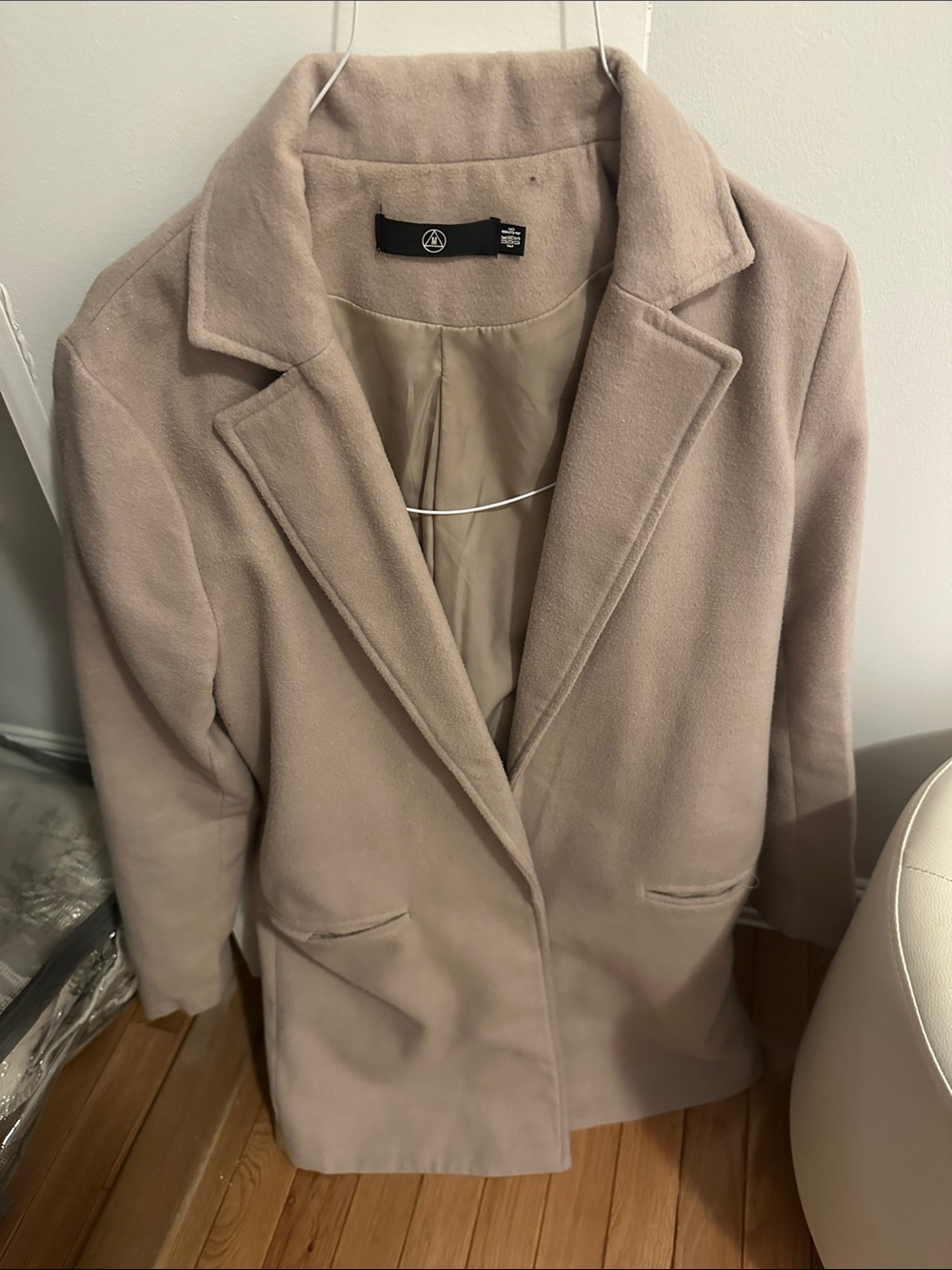 Wool-Blend Taupe Women's Tailored Coat
